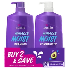 Aussie Miracle Moist Shampoo and Conditioner Dual Pack Hair Set, 26.2 fl oz
