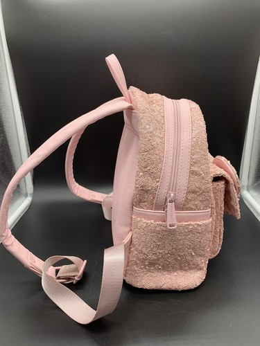 Disney Loungefly Millennial Pink Sequins Mini Backpack- Original Logo Rare HTF - Picture 4 of 17