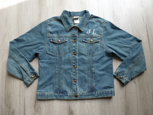 Vintage Disney Jean Denim Jacket Tinkerbell Embroidered Trucker M  JL Initials - Picture 1 of 16