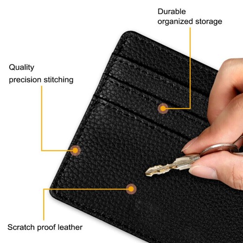Para hombres y mujeres Pequeño Billetera Estuche para Tarjetas Delgado Cuero Bolsillo Frontal Porta Tarjetas de Crédito - Imagen 8 de 31