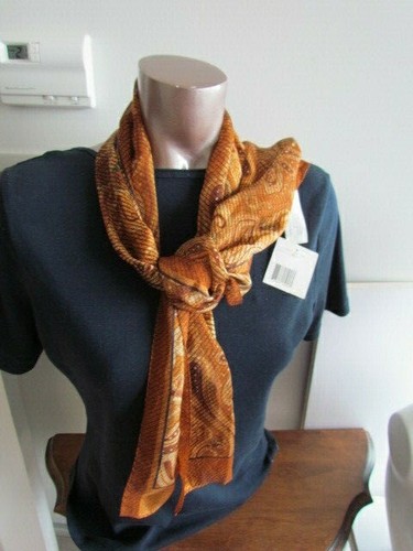 Liberty of London Silk Scarf Vintage Paisley Golden Yellow Green blue Brass Lot  - Picture 10 of 10