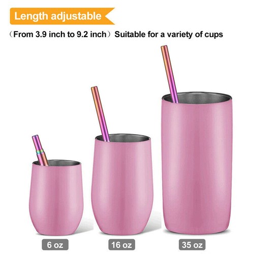 Foldable Stainless Steel Drinking Straws Brushes Metal Keyring Reusable Collapsi - Picture 2 of 21