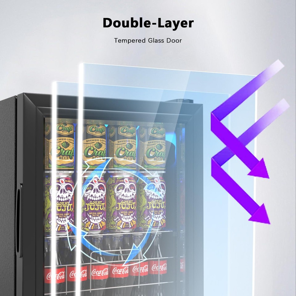 75 Can Beverage Refrigerator, Freestanding Mini Fridge With Glass Door