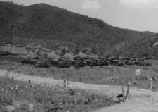 1950s Korea War US Army Tanks M46 "Patton" Tanks Field Camp Tent Rows