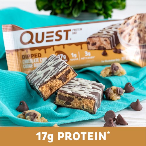Quest Dipped Protein Bars, Low Sugar, High Protein, Chocolate Chip Cookie Dough - Picture 7 of 9