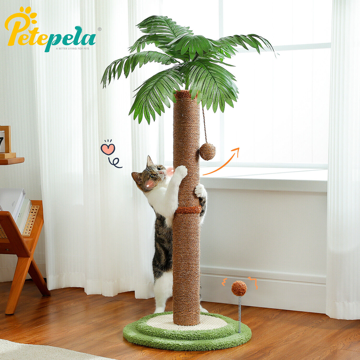 PETEPELA Cat Tree Tower Scratching Post Sisal Covered Climbing Scratcher Cat Toy