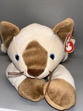 1996 TY Pillow Pals Meow Cat Siamese plush Blue Eyes Vintage Stuffed Animal 13  