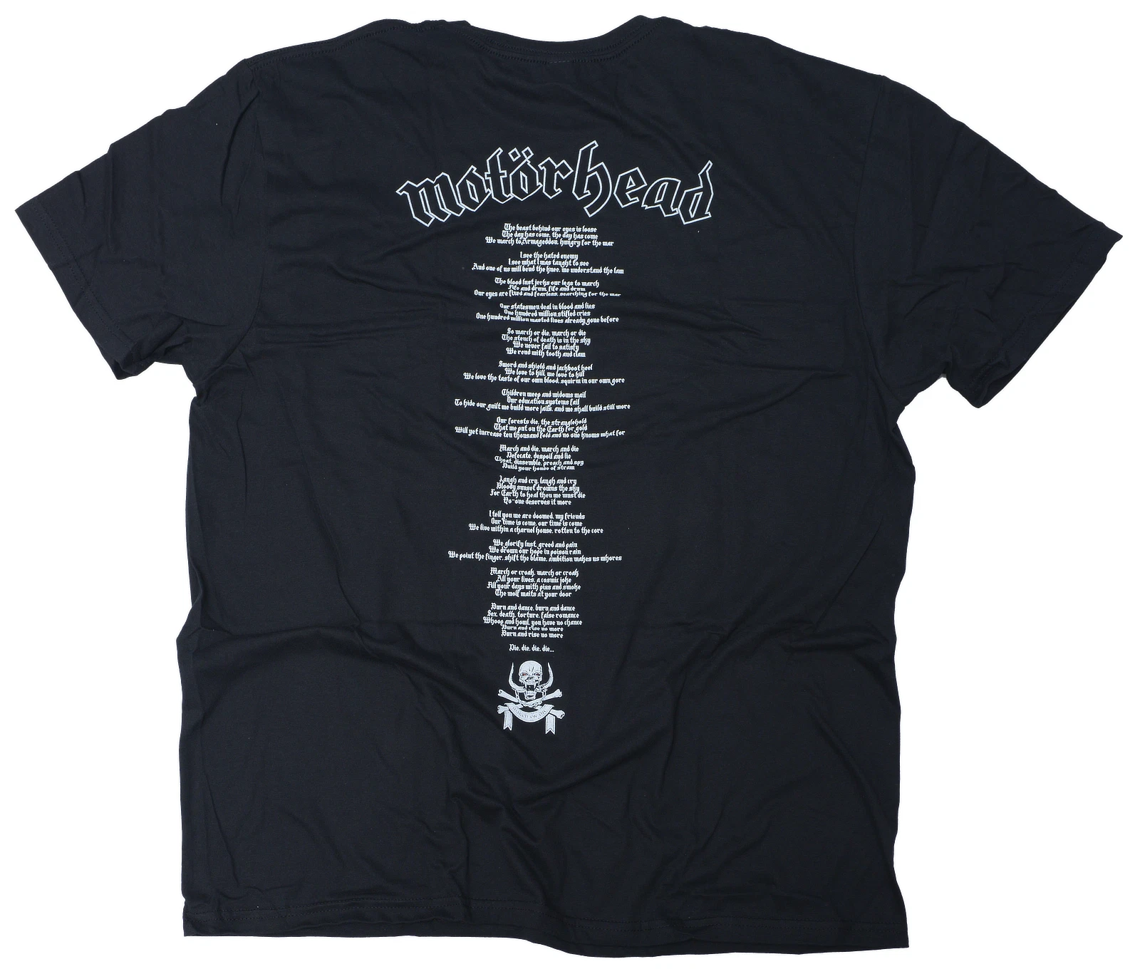 Motorhead Official March Or Die Lyrics T-Shirt