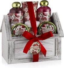 8pc Home Spa Gift Basket Bath Body Set Exotic Pomegranate Scent, Shower Gel