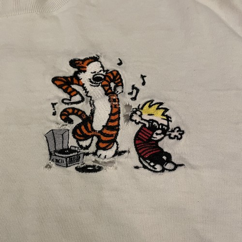 Calvin and Hobbes Vintage embroidered T-Shirt XLarge 1990s Thrashed - Picture 4 of 8