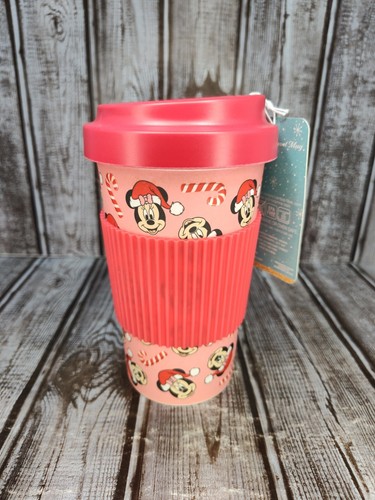 Disney Wiederverwendbarer Bambus Reisebecher Festlich Minnie Mouse Zuckerstangen Druck Neu mit Etikett - Bild 3 von 6