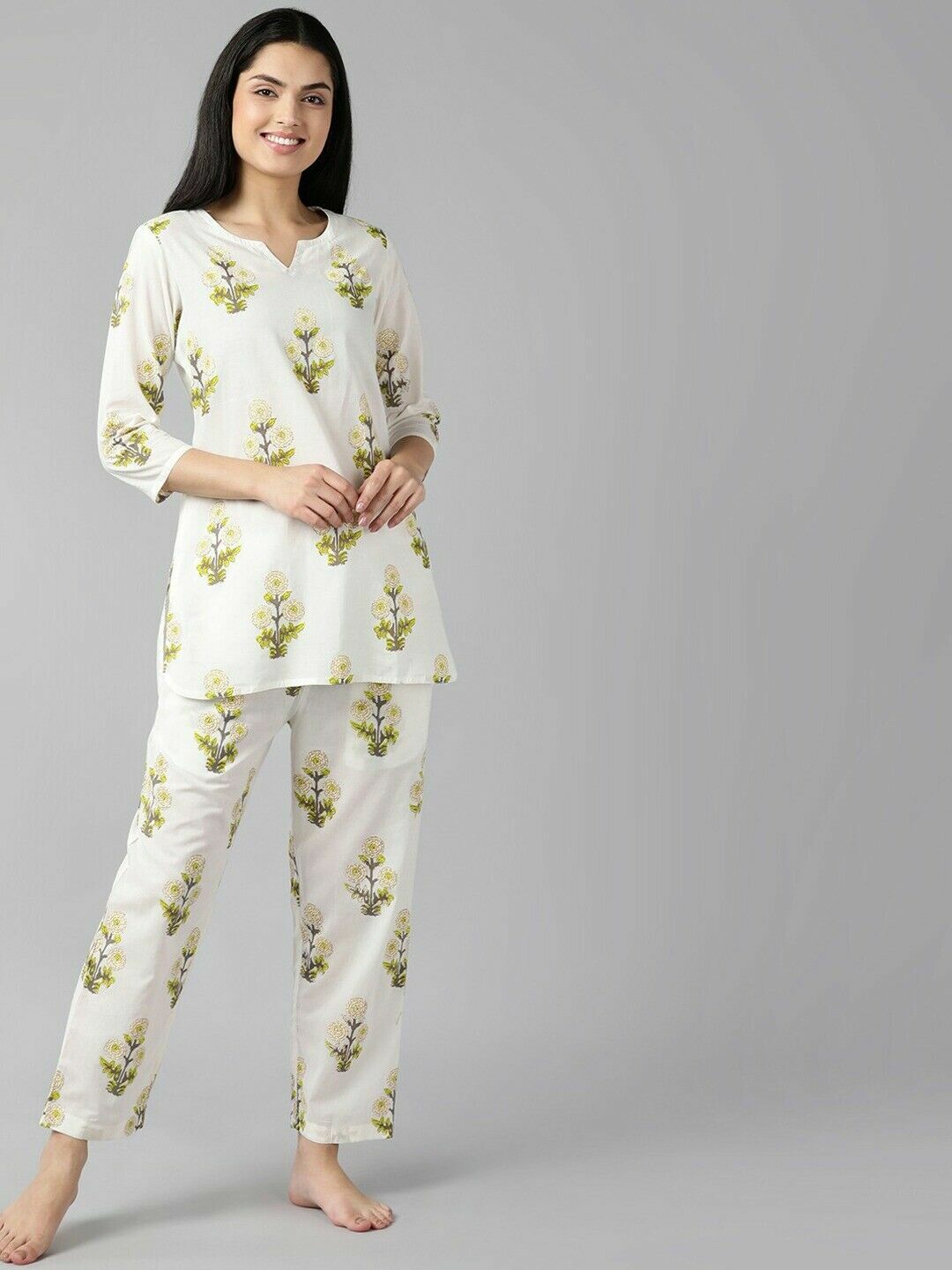 Abito da notte da con collo a cuore in da donna stampato cotone bianco