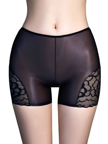 Womens Oil Shiny Glossy Panties Underwear See Through Lace Bikini Briefs Knicker - Picture 6 of 40