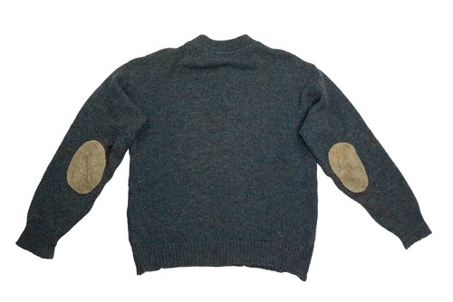 Vintage Pendleton Green Henley Suede Elbow Patches Two Button Wool Sweater Large - Picture 8 of 8