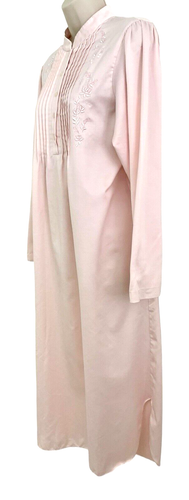 Kim Rogers Womens Pink Nightgown Size M Long Sleeve Pin Tuck Satin Feel Milkmaid - Picture 3 of 7