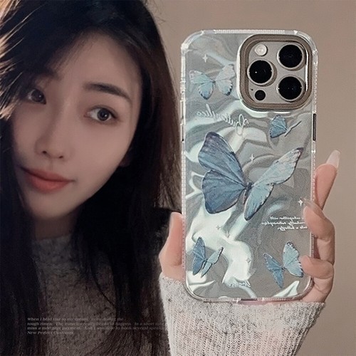 Phone Case For iPhone 16 Pro Max 15 14 13 12 Shockproof Cover Blue Butterfly - 第 5/6 張圖片