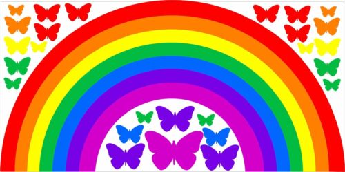 RAINBOW & BUTTERFLIES WALL STICKER KIT nursery decal car art vinyl 2 sizes - Picture 2 of 2