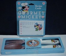 Disney Gourmet Mickey Recipe Cards Mickey Salad Fork & Spoon NEW