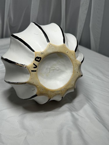 Vintage Keramik Vase gerippt langer Hals schwarz weiß Genie Vase Gefäß Steingut - Bild 11 von 14