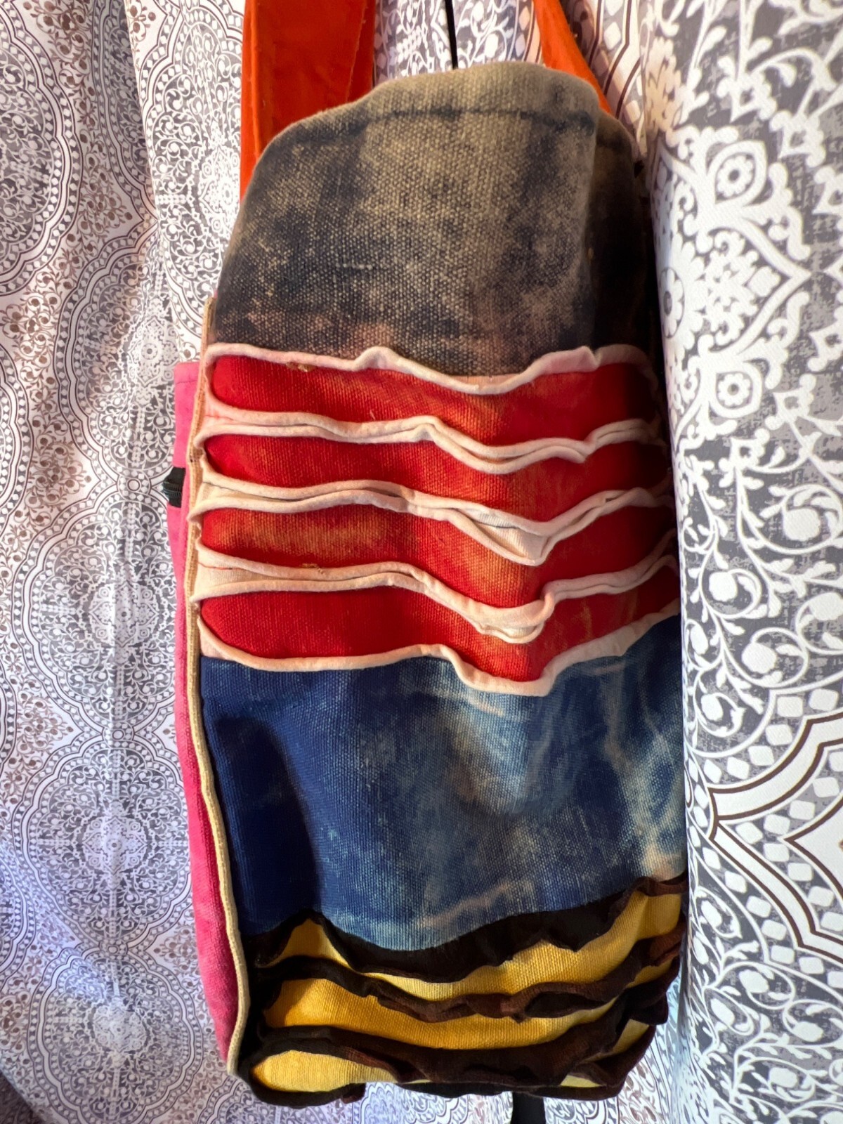 Handmade Patchwork Peace Sign Elephant Hippie Tot… - image 3