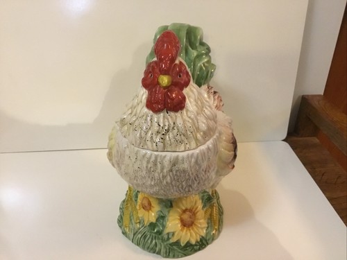 Bonito frasco de galletas de gallo sakura colorido vintage de Sally Eckman Roberts década de 1990 - Imagen 2 de 12