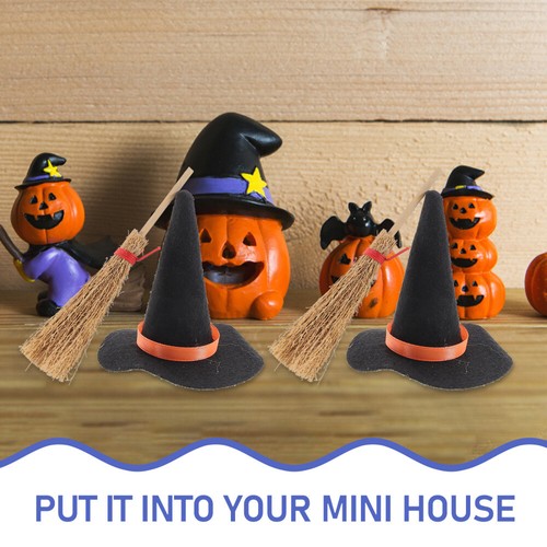 12 Pcs Witch Hats Small Broom Baby Craft Decor Mini Brooms for Crafts - Picture 9 of 12