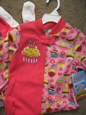 BUNZ KIDS GIRLS TODDLER CUPCAKE FOOTED PAJAMAS BLANKET SLEEPER SLEEPWEAR SIZE 4T