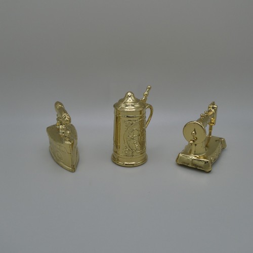 Lote de figuras vintage de máquina de coser piedra de hierro en miniatura casa de muñecas de metal dorado - Imagen 3 de 9