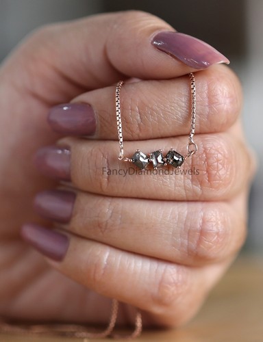 1.17 Ct Natural Emerald Salt And Pepper Diamond 14K Rose Gold Engagement Pendant - Picture 3 of 9