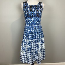 Talbots Navy Blue Summer Dress Floral Violets Sleeveless NWT Womens Size 2 READ