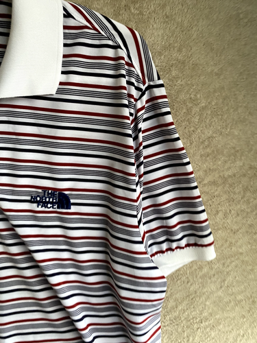 The North Face Outdoor Polo T-Shirts Top Size M Mens Red White Striped Logo - Picture 5 of 12