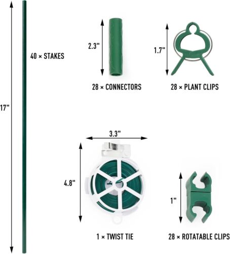 125pcs Garden Stakes Kit: Includes 40 Sets of Fiberglass Plant - Picture 3 of 6