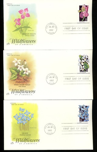 US FDC #2647-2696 Artcraft 1992 Columbus OH States Wildflowers Plants Set of 50 - Picture 10 of 12