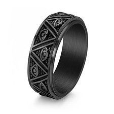 Vintage Egyptian Pyramids God Eye Ring Stainless Steel Spinner Ring Size 6-13