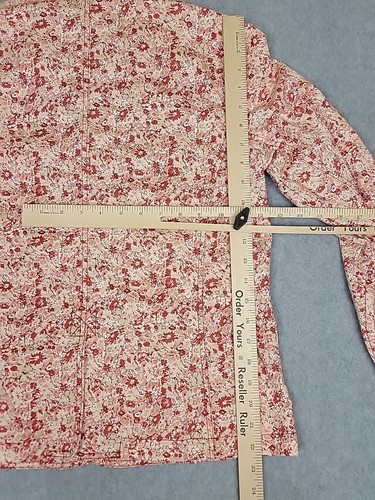 Eddie Bauer Jacket Womens M Pink Floral Button Notched Cotton Pockets Preppy EUC - Picture 13 of 15