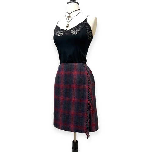 Vintage 90s Talbots Wool Plaid Mini Wrap Skirt Fringe Sz 6 Whimsigoth Y2k Grunge - Bild 3 von 7