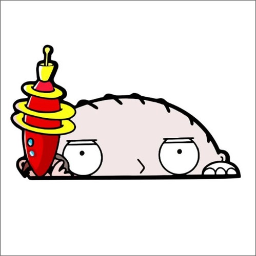 Stewie with a Toy Gun Peeking cartoon family show Bumper Vinyl Decal Anime - Picture 2 of 4