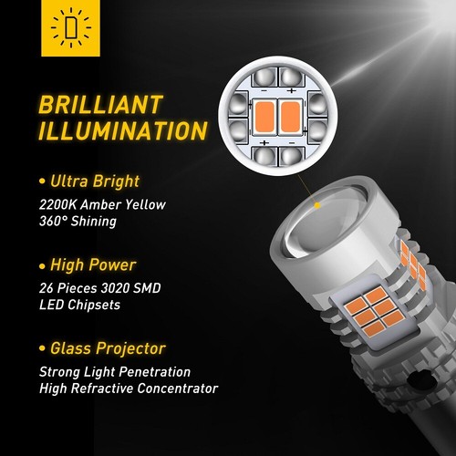 2x CANBUS AMBER LED TURN SIGNAL INDICATOR LIGHT BULBS ORANGE BAU15S PY21W 581 UK - Picture 3 of 7