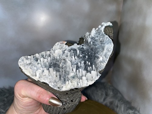 Unique, Blue Chalcedony Standing Geode, Zeolite Mineral Specimen - Picture 8 of 10