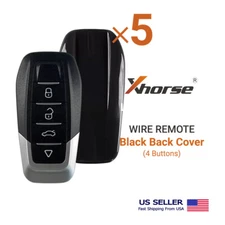 5X Xhorse Universal Wire Remote Key Black Back Cover 4 Buttons XKFEF6EN