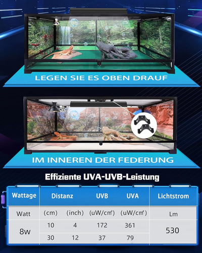T5 UVB Lampe Terrarium, Reptilien Lampe 8W UVA UVB 10.0, T5 UV Leuchtstoffröhre - Bild 7 von 9