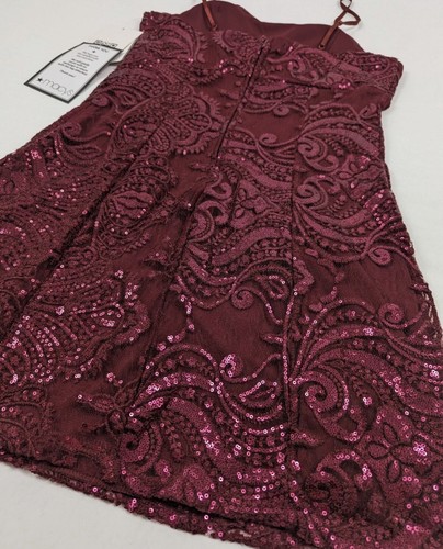 SMARAGD EISBECHER weinrot Mini Spitze Pailletten Kleid Größe S/M - Bild 4 von 5
