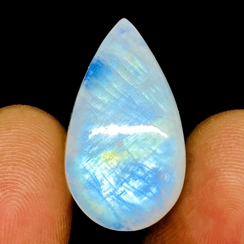 Ciondolo cabochon 23,50 Cts pietra di luna arcobaleno naturale 26,5x15 mm misura pietra preziosa - Foto 10 di 13