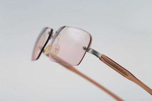 Prada SPR 71C 2AC 5L1 pink lenses semi rimless silver rectangle sunglasses - Picture 8 of 10