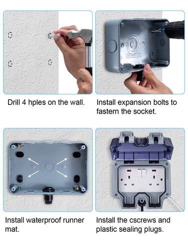 5m-25m Outdoor 13A 2 Gang With Extension Lead Switched Socket IP66 Outside - Picture 3 of 14