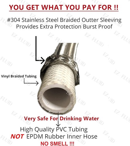 Water Supply Line 16in Stainless Steel Braided Faucet Connector For Kitchen - Picture 4 of 8