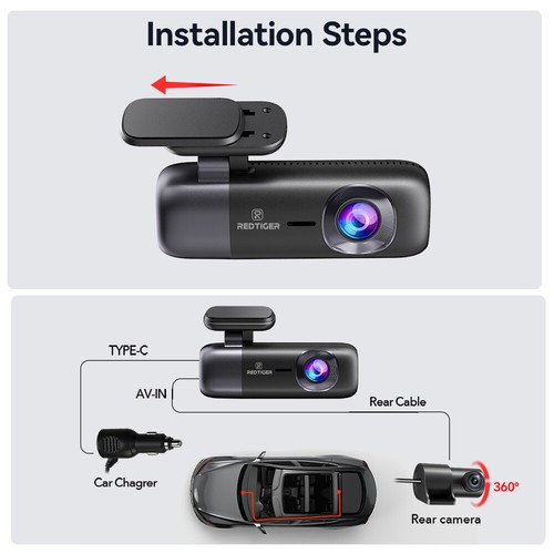 REDTIGER F9 Dash Cam,WiFi GPS Car Camera with 64GB Card,Smart App Control - Picture 10 of 11