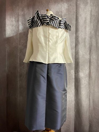 Ian Stuart Occasion Wear Dress, Ivory/Admiral Blue, ISL875, Size US20/UK22 - Picture 3 of 10