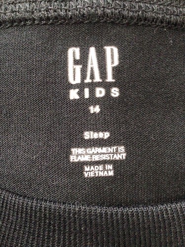 GAP Sleepwear Girls Sleep Shirt Size 14 Short Sleeves Black Hi-Low Hem - Picture 5 of 6