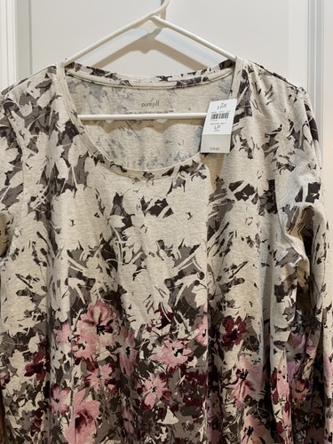 NWT J Jill PURE Jill Scoop Neck High Low Top/Tee Petite Large Multicolor - Picture 3 of 5